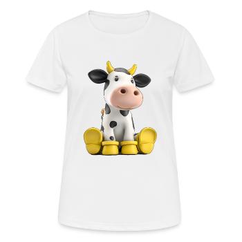 Drôle de vache avec des bottes en caoutchouc - T-shirt respirant Femme - blanc - Devant - AI Model Female 172 dark (172cm)