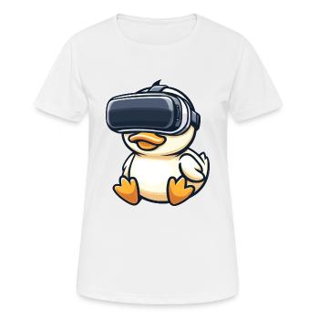 Ente Erpel VR Virtual Reality Gamer Zocker Süß - Frauen T-Shirt atmungsaktiv - Weiß - Vorne - AI Model Female 172 dark (172cm)
