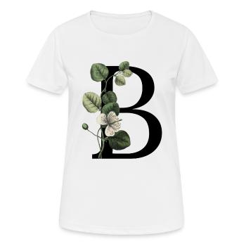 Buchstabe B Grün Botanisch - Frauen T-Shirt atmungsaktiv - Weiß - Vorne - AI Model Female 172 dark (172cm)