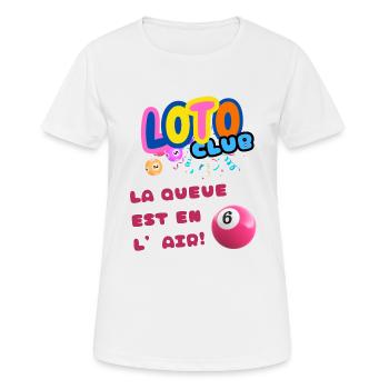 LOTO - BINGO - 6 - LA QUEUE EST EN L'AIR - T-shirt respirant Femme - blanc - Devant - AI Model Female 172 dark (172cm)