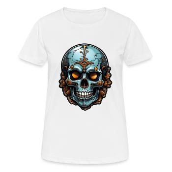 Crâne coloré décoratif avec décoration - T-shirt respirant Femme - blanc - Devant - AI Model Female 172 dark (172cm)