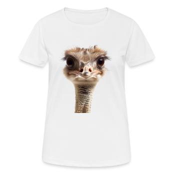 Der Strauß lebt in Savannen und Wüsten - Frauen T-Shirt atmungsaktiv - Weiß - Vorne - AI Model Female 172 dark (172cm)
