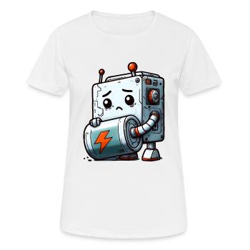 Pile Déchargée Pour Bot Robot - T-shirt respirant Femme - blanc - Devant - AI Model Female 172 dark (172cm)