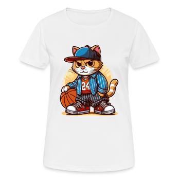 Chat forcé : Jouer au basket - T-shirt respirant Femme - blanc - Devant - AI Model Female 172 dark (172cm)