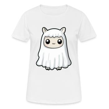 Alpaka Llama Halloween Lustig Geist - Frauen T-Shirt atmungsaktiv - Weiß - Vorne - AI Model Female 172 dark (172cm)
