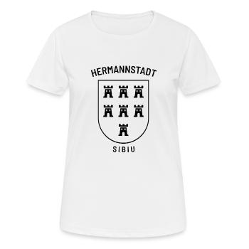 Hermannstadt Sibiu Tshirt Design - Frauen T-Shirt atmungsaktiv - Weiß - Vorne - AI Model Female 172 dark (172cm)