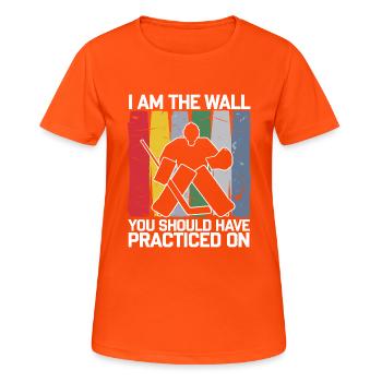 Must-have for the proud hockey goaltender - Women's Breathable T-Shirt - neon orange - Front - AI Model Female 172 dark (172cm)