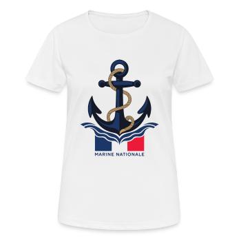 Marine Nationale - T-shirt respirant Femme - blanc - Devant - AI Model Female 172 dark (172cm)