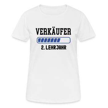 Ausbildung Verkäufer 2. Lehrjahr Verkauf Lehre - Frauen T-Shirt atmungsaktiv - Weiß - Vorne - AI Model Female 172 dark (172cm)