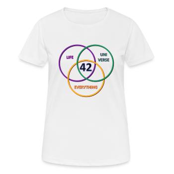 42 (freigestellt) - Frauen T-Shirt atmungsaktiv - Weiß - Vorne - AI Model Female 172 dark (172cm)