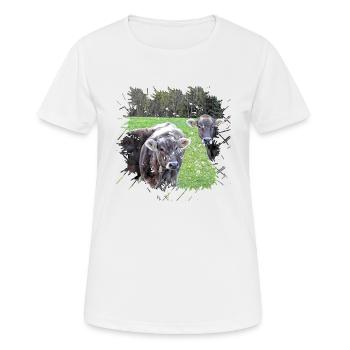 Das Tiroler Grau Vieh ist eine alte Rinderrasse - Frauen T-Shirt atmungsaktiv - Weiß - Vorne - AI Model Female 172 dark (172cm)