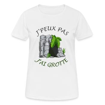 J'peux pas j'ai Grotte - T-shirt respirant Femme - blanc - Devant - AI Model Female 172 dark (172cm)