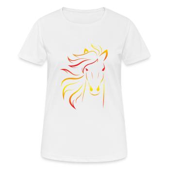 Pferd Kopf Silhouette Orange Gelb Rot Geschenk - Frauen T-Shirt atmungsaktiv - Weiß - Vorne - AI Model Female 172 dark (172cm)