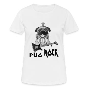 Pug Rock Mops Hund Rock and Roll Gitarre Geschenk - Frauen T-Shirt atmungsaktiv - Weiß - Vorne - AI Model Female 172 dark (172cm)