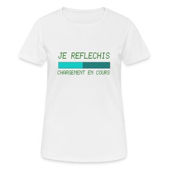 Je réfléchis chargement en cours - T-shirt respirant Femme - blanc - Devant - AI Model Female 172 dark (172cm)