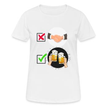 Pas de poignée de main, heurtant Corona - T-shirt respirant Femme - blanc - Devant - AI Model Female 172 dark (172cm)