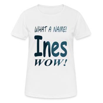 mon nom est Ines prénom nom de jeune fille présent - T-shirt respirant Femme - blanc - Devant - AI Model Female 172 dark (172cm)
