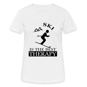 Skier skiing ski jumping ski area slope - Women's Breathable T-Shirt - white - Front - AI Model Female 172 dark (172cm)
