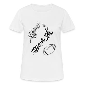 Neuseeland Symbole Maori Karte Fern Rugby Design - Frauen T-Shirt atmungsaktiv - Weiß - Vorne - AI Model Female 172 dark (172cm)