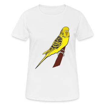 Perruche jaune Wellis amoureux - T-shirt respirant Femme - blanc - Devant - AI Model Female 172 dark (172cm)