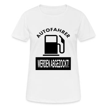 Tanken ist teuer lustiger Spruch Tankstelle Sprit - Frauen T-Shirt atmungsaktiv - Weiß - Vorne - AI Model Female 172 dark (172cm)