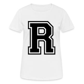 Lettre R Équipe Foot baseball basket université - T-shirt respirant Femme - blanc - Devant - AI Model Female 172 dark (172cm)