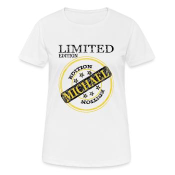 Ich heiße Michael mein Name ist Michael Geschenk - Frauen T-Shirt atmungsaktiv - Weiß - Vorne - AI Model Female 172 dark (172cm)
