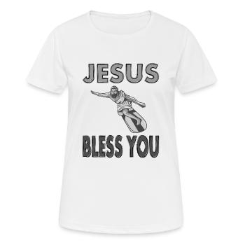Jésus vous bénisse Chris Christian God Gift - T-shirt respirant Femme - blanc - Devant - AI Model Female 172 dark (172cm)
