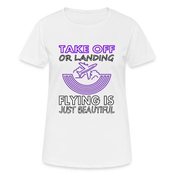 fliegen ist schön Landebahn Flugzeug Geschenkidee - Frauen T-Shirt atmungsaktiv - Weiß - Vorne - AI Model Female 172 dark (172cm)
