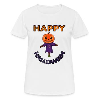Happy Halloween feiern grimmig Kürbis Geschenkidee - Frauen T-Shirt atmungsaktiv - Weiß - Vorne - AI Model Female 172 dark (172cm)