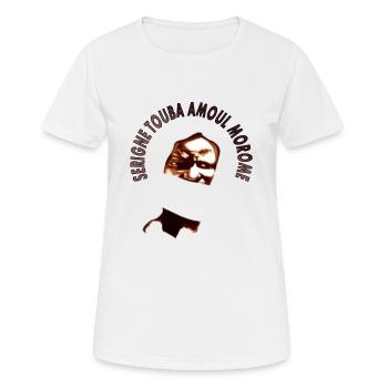 Serigne Touba amoul morome Sénégal Dakar Cadeau - T-shirt respirant Femme - blanc - Devant - AI Model Female 172 dark (172cm)
