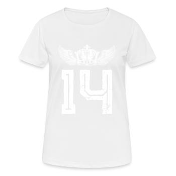 14 Couronne de numéros - T-shirt respirant Femme - blanc - Devant - AI Model Female 172 dark (172cm)