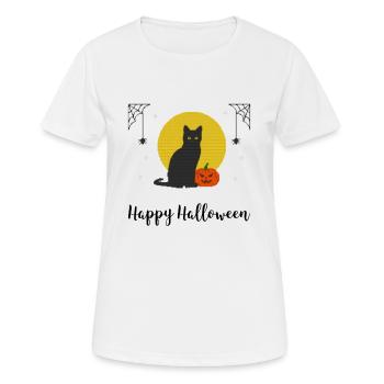 Halloween Célébrer Citrouille Zombie Chat Idée Cadeau - T-shirt respirant Femme - blanc - Devant - AI Model Female 172 dark (172cm)