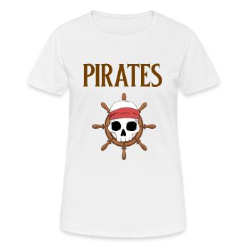 Pirat Piratenschiff Piratenflagge Totenkopf Skull - Frauen T-Shirt atmungsaktiv - Weiß - Vorne - AI Model Female 172 dark (172cm)