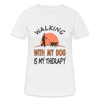 Mit Hund spazieren ist meine Therapie Geschenkidee - Frauen T-Shirt atmungsaktiv - Weiß - Vorne - AI Model Female 172 dark (172cm)