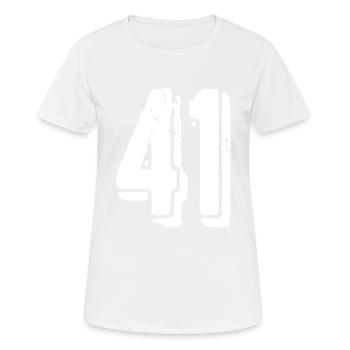 41 Zahl Trikot - Frauen T-Shirt atmungsaktiv - Weiß - Vorne - AI Model Female 172 dark (172cm)