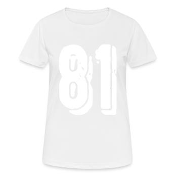 81 Zahl Trikot - Frauen T-Shirt atmungsaktiv - Weiß - Vorne - AI Model Female 172 dark (172cm)