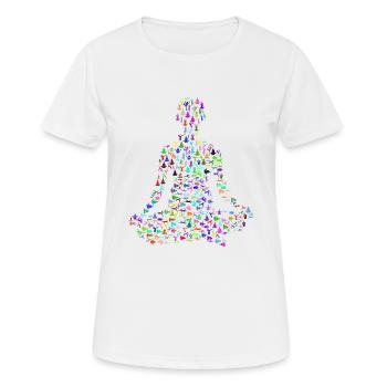 Yoga exercice femme - T-shirt respirant Femme - blanc - Devant - AI Model Female 172 dark (172cm)