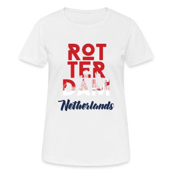 Rotterdam - Niederlande - Holland - Randstad - Frauen T-Shirt atmungsaktiv - Weiß - Vorne - AI Model Female 172 dark (172cm)