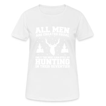 Die Besten können auch in ihren Siebzigern noch auf die Jagd gehen - Frauen T-Shirt atmungsaktiv - Weiß - Vorne - AI Model Female 172 dark (172cm)