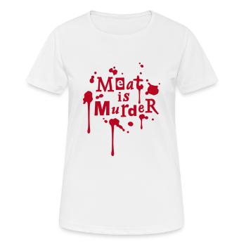 meatismurder01_225x225 - Frauen T-Shirt atmungsaktiv - Weiß - Vorne - AI Model Female 172 dark (172cm)