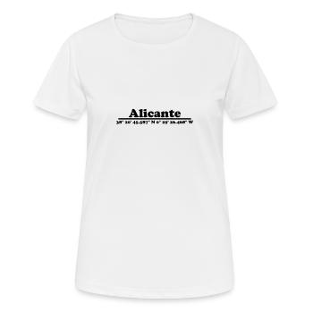 Alicante Koordinaten - Frauen T-Shirt atmungsaktiv - Weiß - Vorne - AI Model Female 172 dark (172cm)