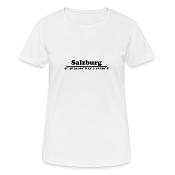 Salzburg Koordinaten - Frauen T-Shirt atmungsaktiv - Weiß - Vorne - AI Model Female 172 dark (172cm)