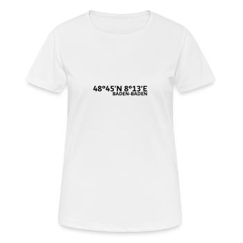 Baden-Baden Koordinaten - Frauen T-Shirt atmungsaktiv - Weiß - Vorne - AI Model Female 172 dark (172cm)