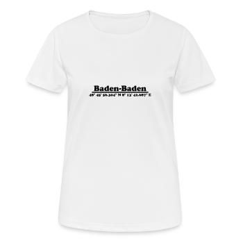 Baden-Baden Koordinaten - Frauen T-Shirt atmungsaktiv - Weiß - Vorne - AI Model Female 172 dark (172cm)