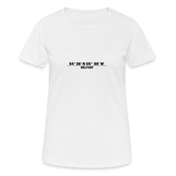 Coordonnées de Belfast - T-shirt respirant Femme - blanc - Devant - AI Model Female 172 dark (172cm)