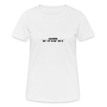 Coordonnées d’Aix-la-Chapelle - T-shirt respirant Femme - blanc - Devant - AI Model Female 172 dark (172cm)
