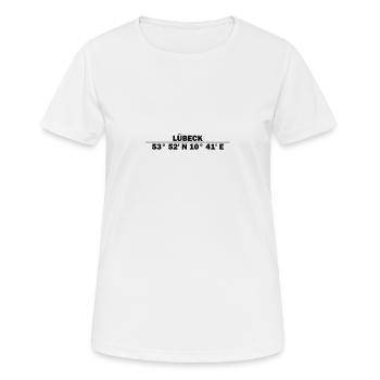 Coordonnées de Lübeck - T-shirt respirant Femme - blanc - Devant - AI Model Female 172 dark (172cm)