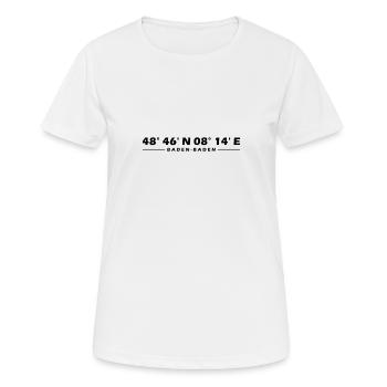 Baden-Baden Koordinaten - Frauen T-Shirt atmungsaktiv - Weiß - Vorne - AI Model Female 172 dark (172cm)