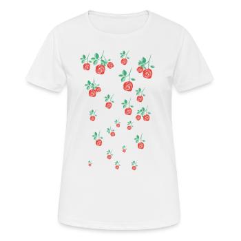 Rose rouge,n,roses,rose,vigne,fleurs,floral - T-shirt respirant Femme - blanc - Devant - AI Model Female 172 dark (172cm)